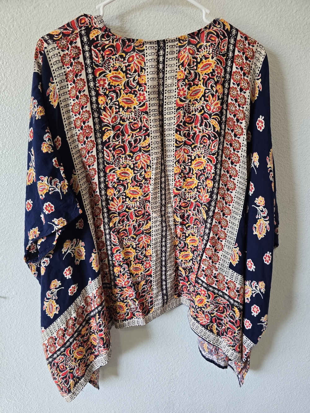 Angie Kimono Women's Open Front Accent Top Boho Rayon Large - Picture 5 of 8